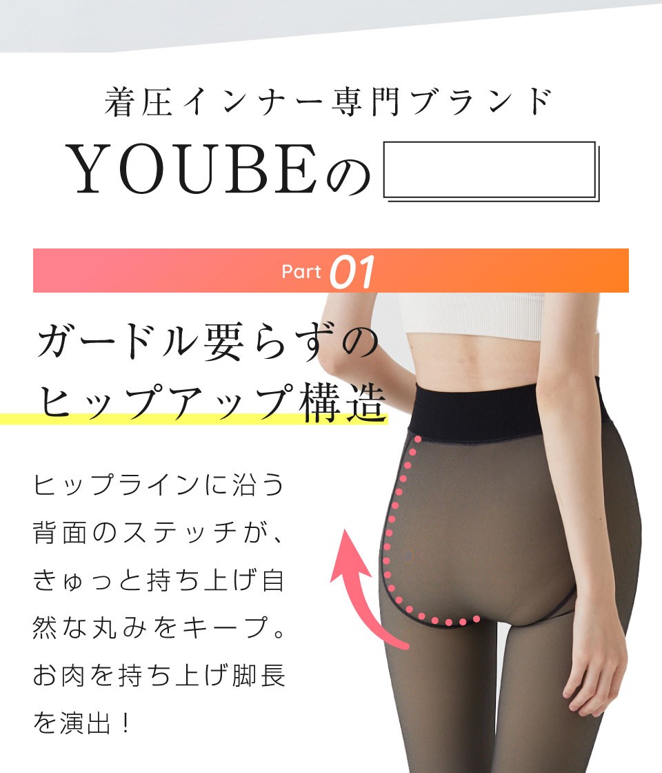 YOUBE（ユービー）タイツのヒップアップ構造